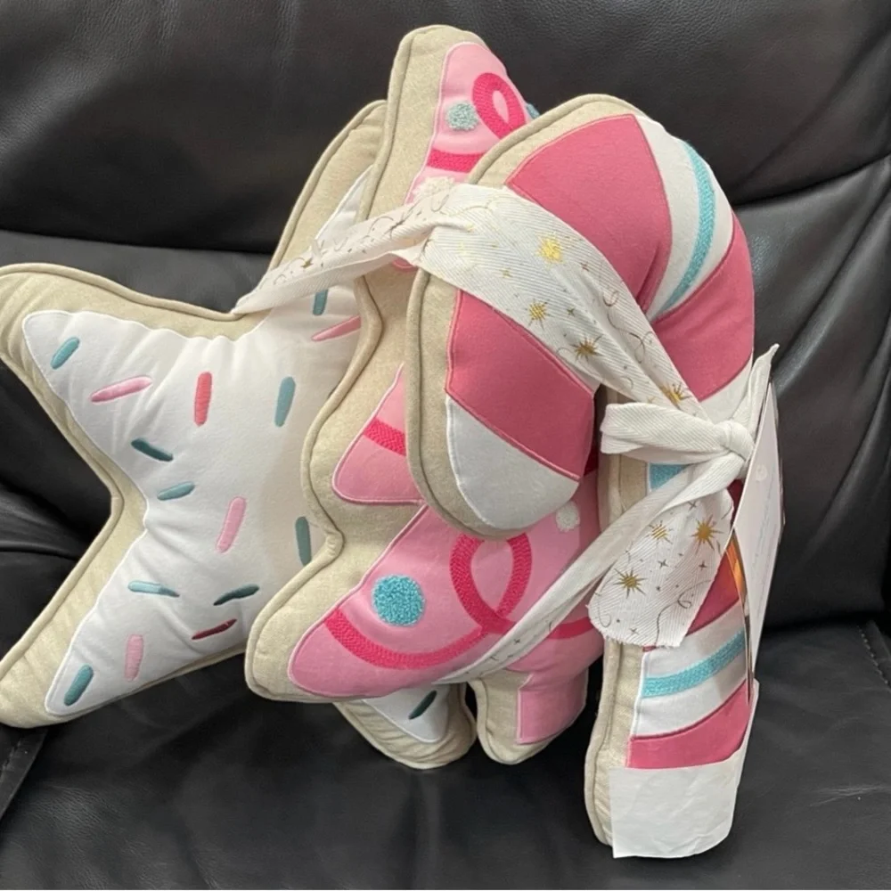 Cynthia Rowley Pink and White Star and Candy Cane Pillows